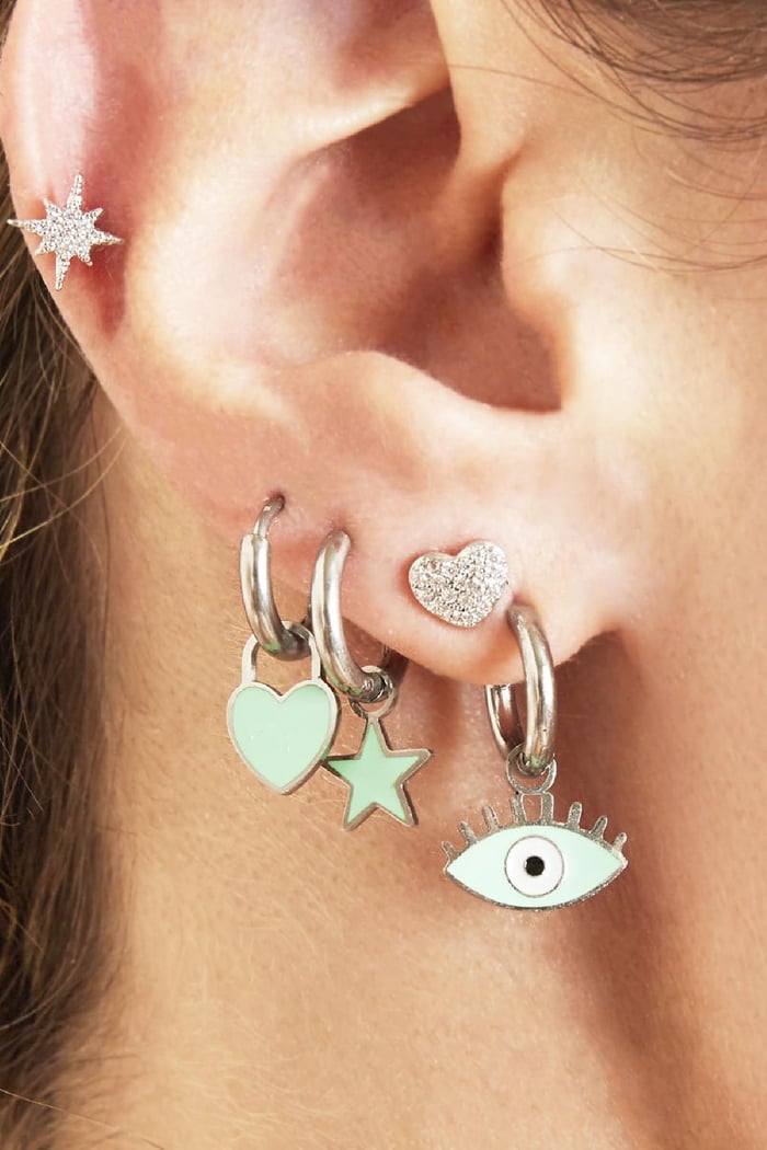 Boucles d'oreilles Pastel Heart Gris Acier inoxydable h5Image2